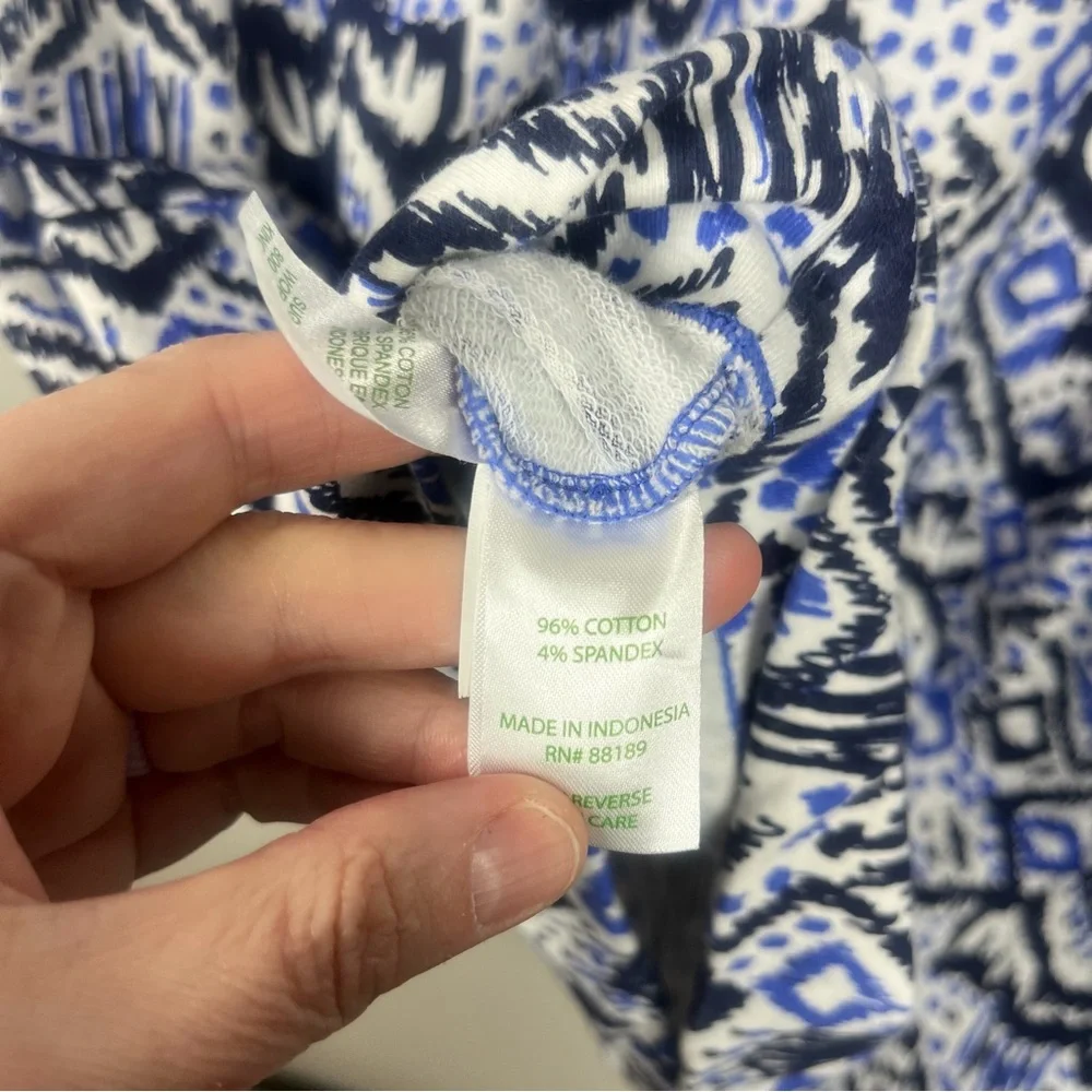 Lilly Pulitzer UPF 50+ Skipper Popover Dress Blue Ikat Oh My Cod Large